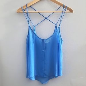 Loose Blue Sheer Strappy Tank Top Cami